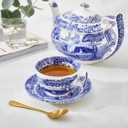 Blue Italian Teacup & Saucer
