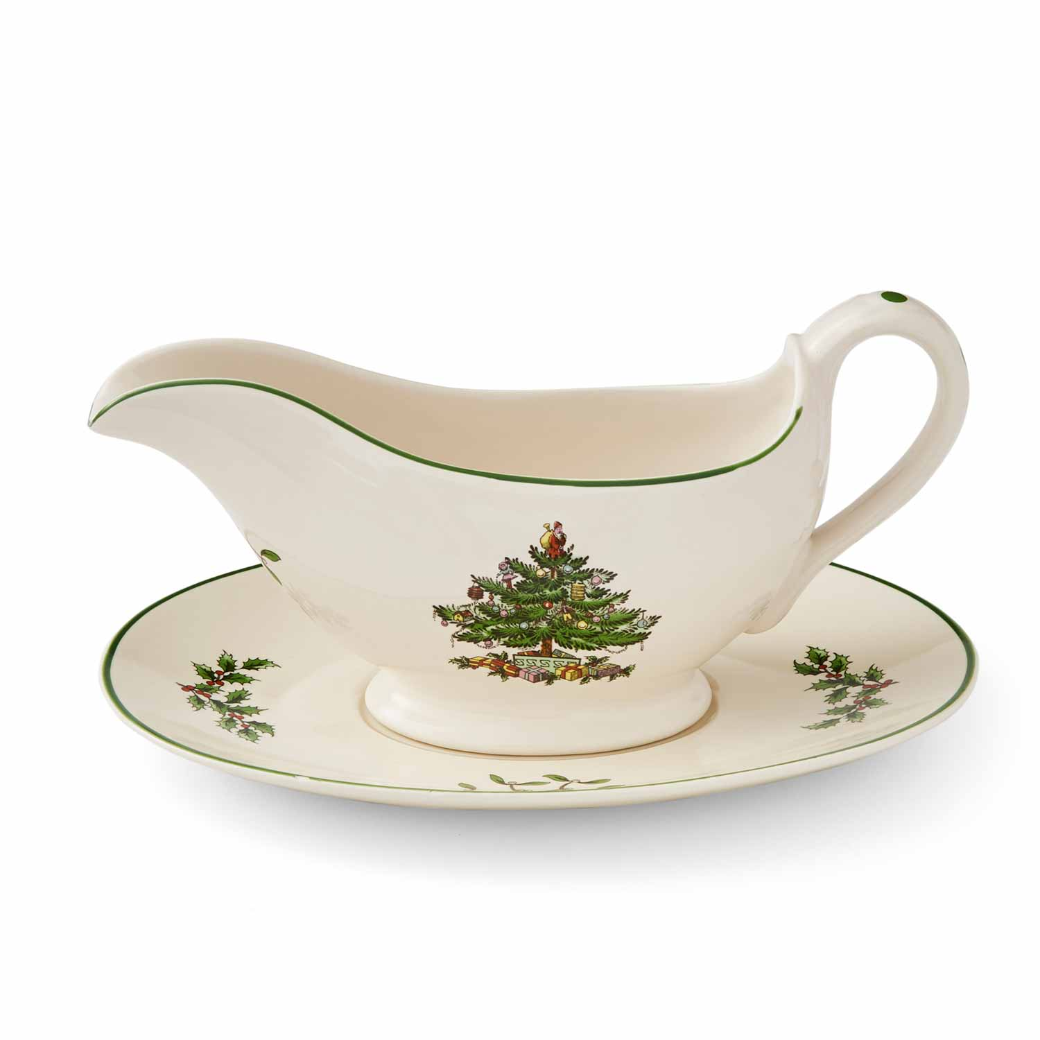 Spode Christmas Tree Sauce Boat and Stand 