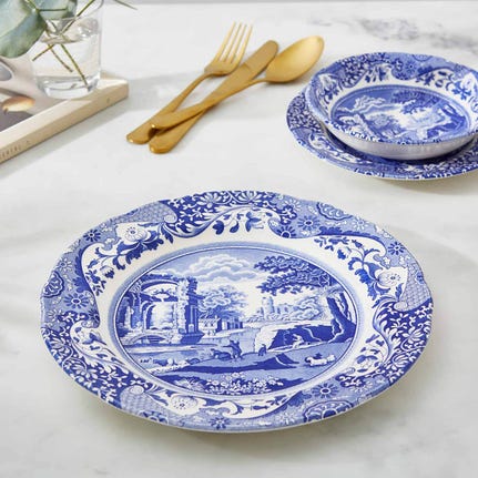 Blue Italian Set of 4 Dinner Plates