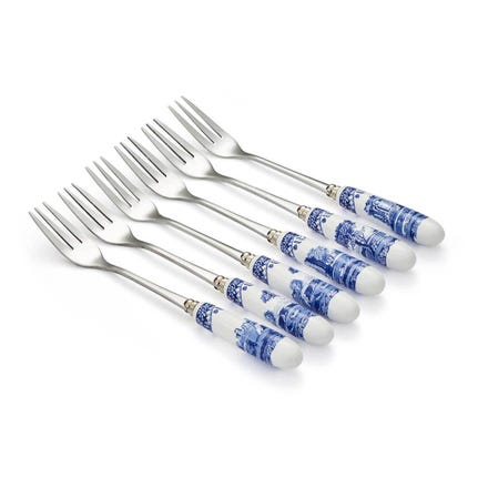 Blue Italian Set of 6 Pastry Forks