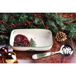 Spode Christmas Tree Cranberry Server With Slotted Spoon