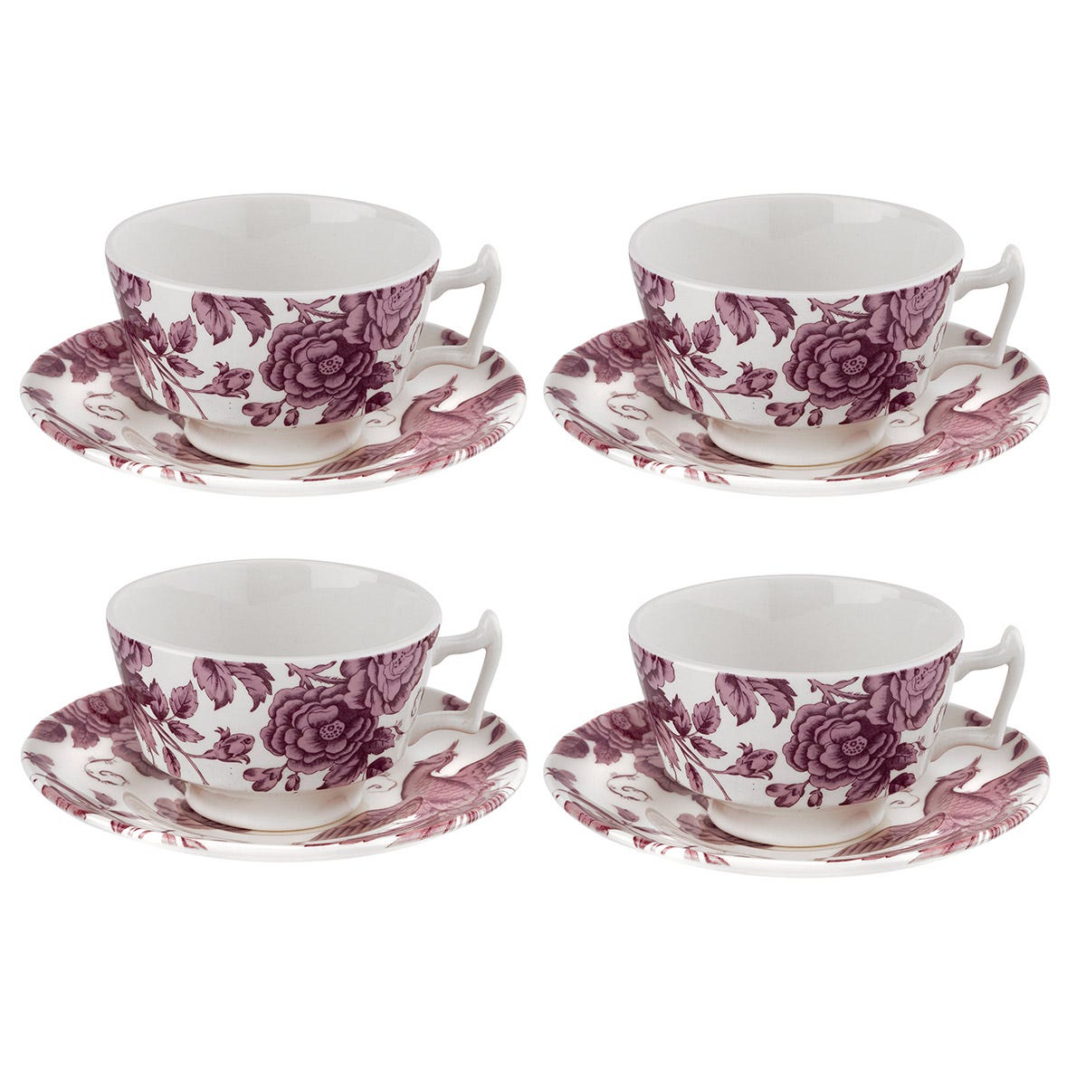 Kingsley Set of 4 Teacups & Saucers, White