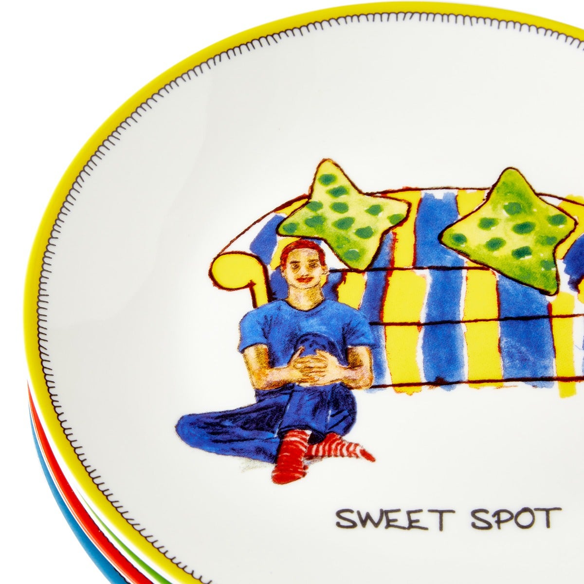 Kit Kemp Doodles set of 4 Tidbit Plates