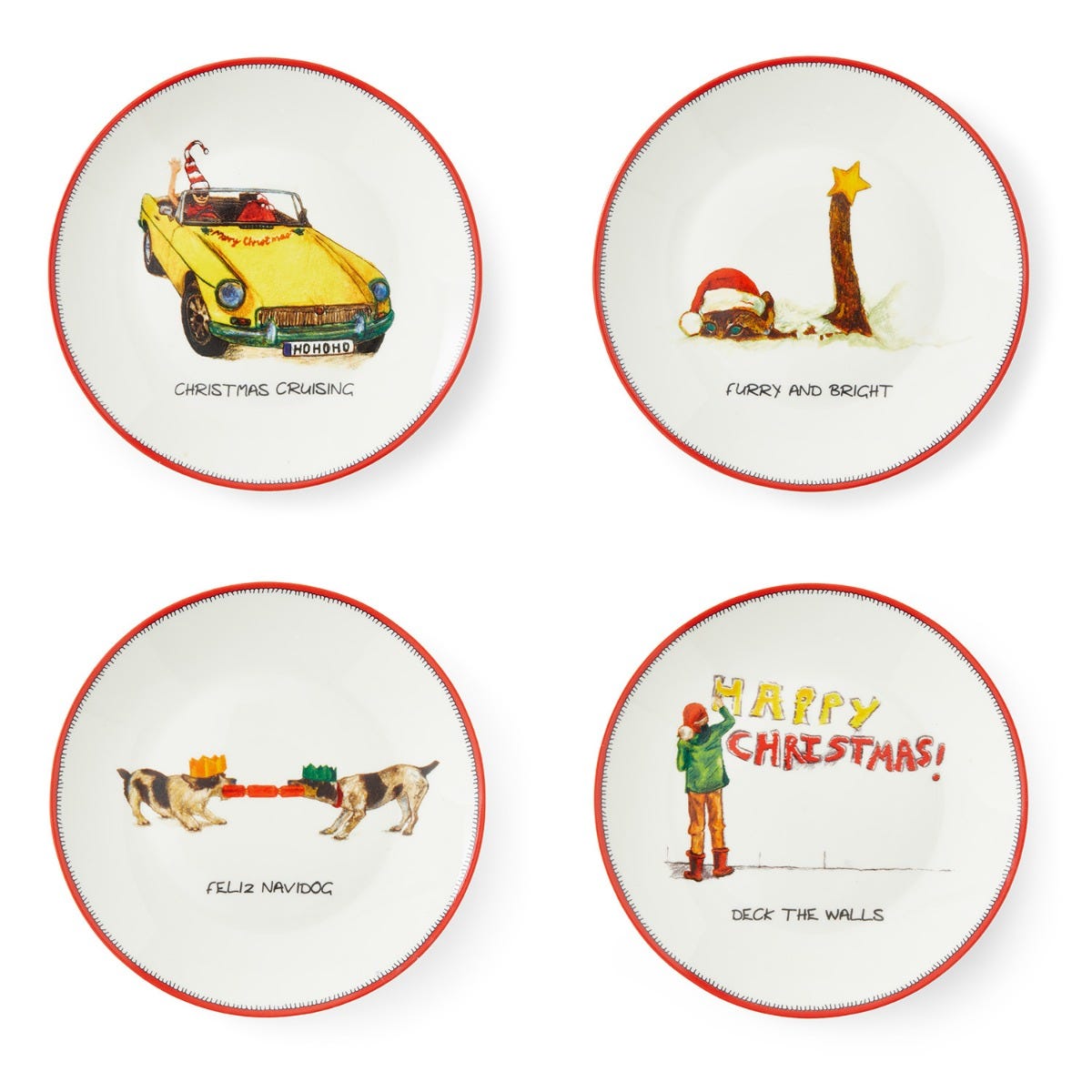 Kit Kemp Doodles Christmas Tidbit Plates