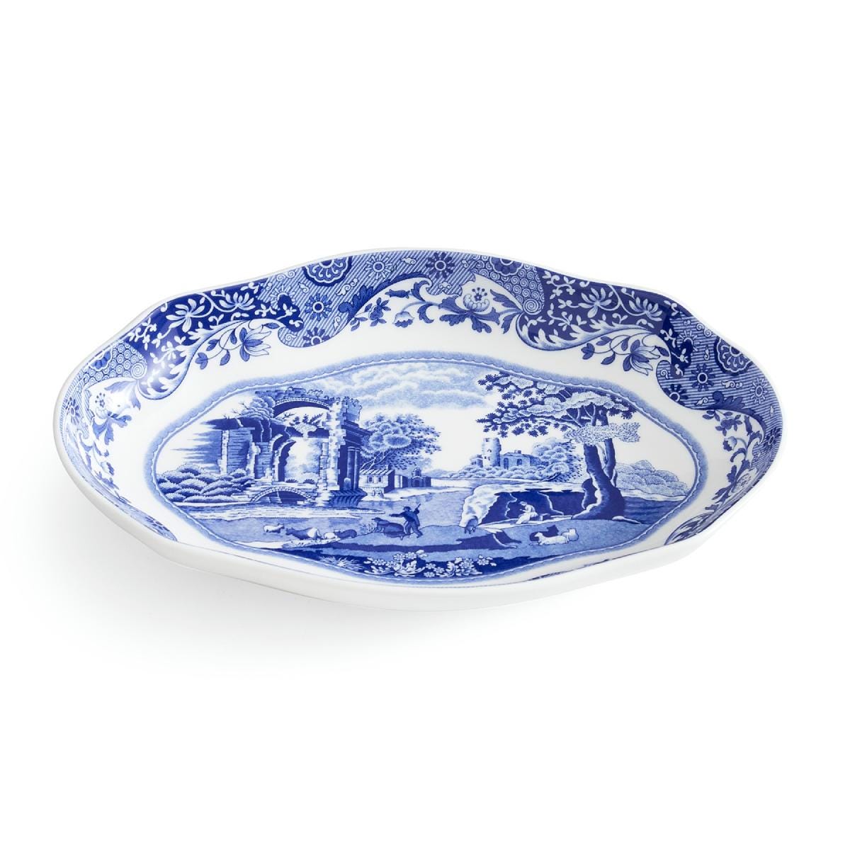 Blue Italian Oval Fluted Dish