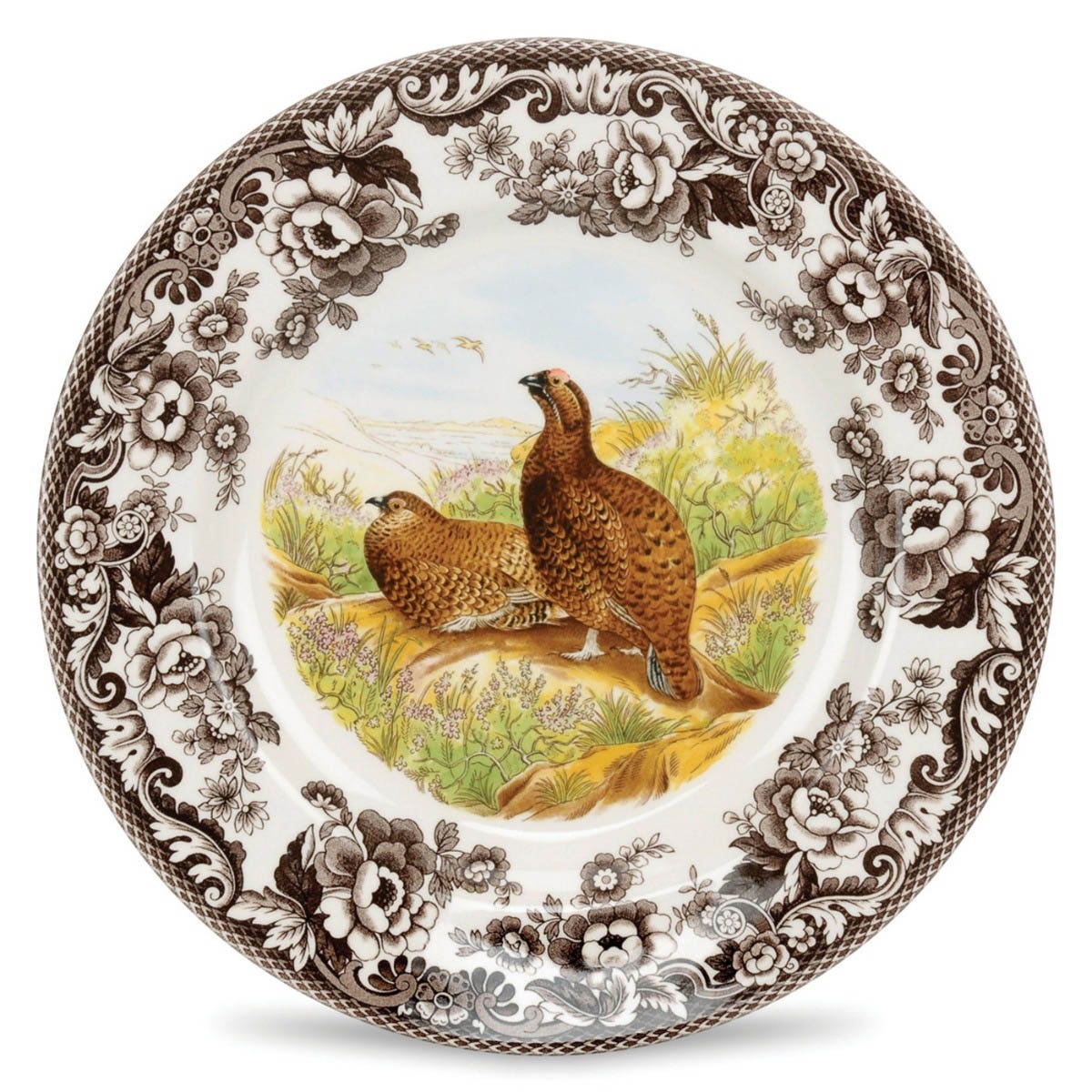 Woodland Red Grouse Motif Dinner Plate