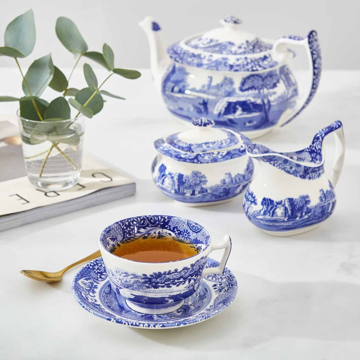 Seconds Spode Blue Italian Set Of 4 Teacup and Saucers