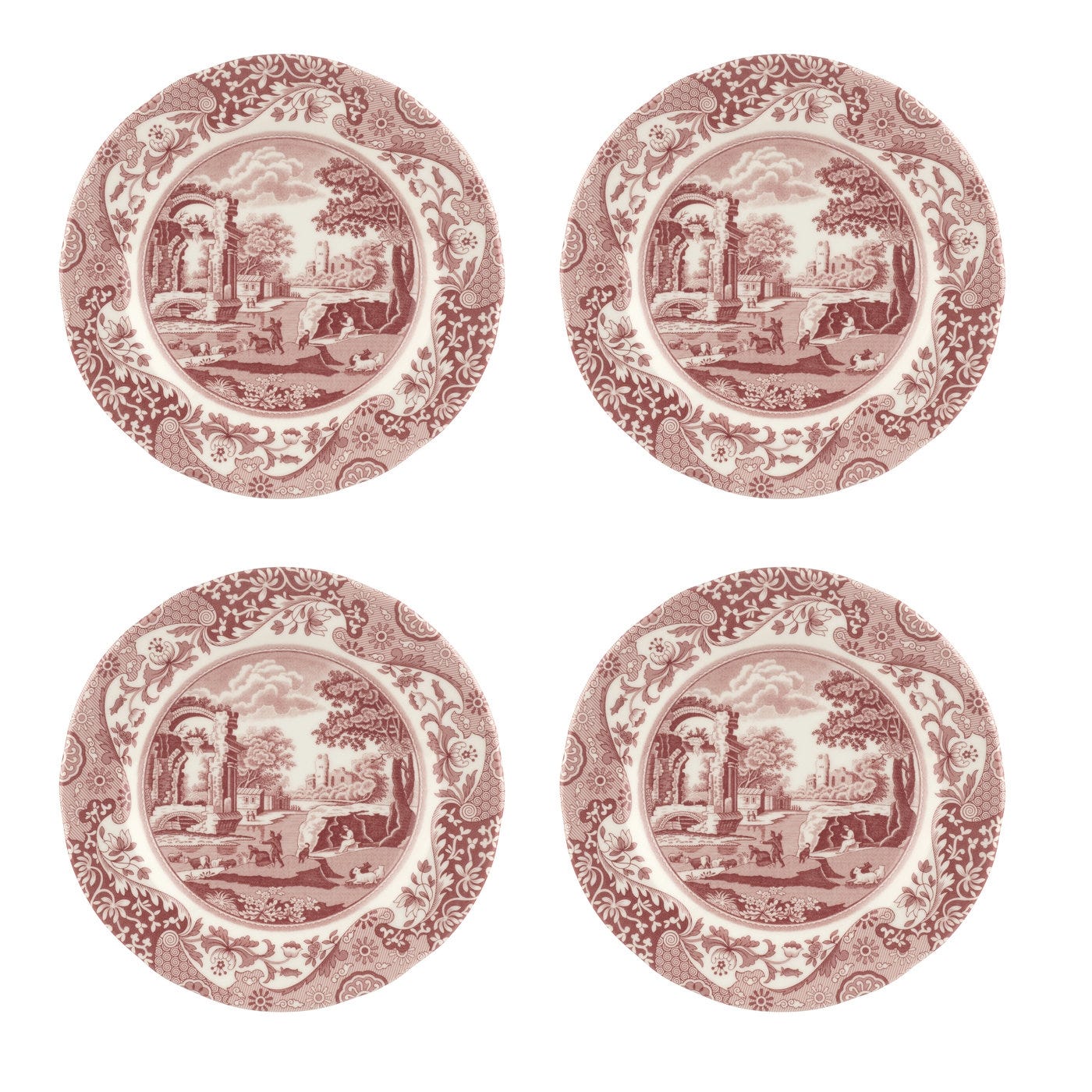Spode Cranberry Italian 8 Inch Side Plate Set of 4