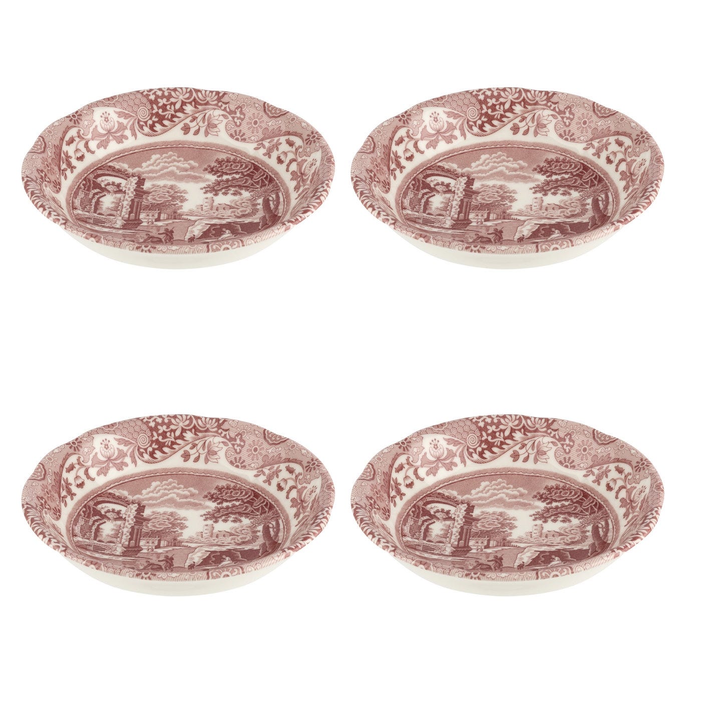 Spode Cranberry Italian 6 Inch Cereal Bowl Set of 4