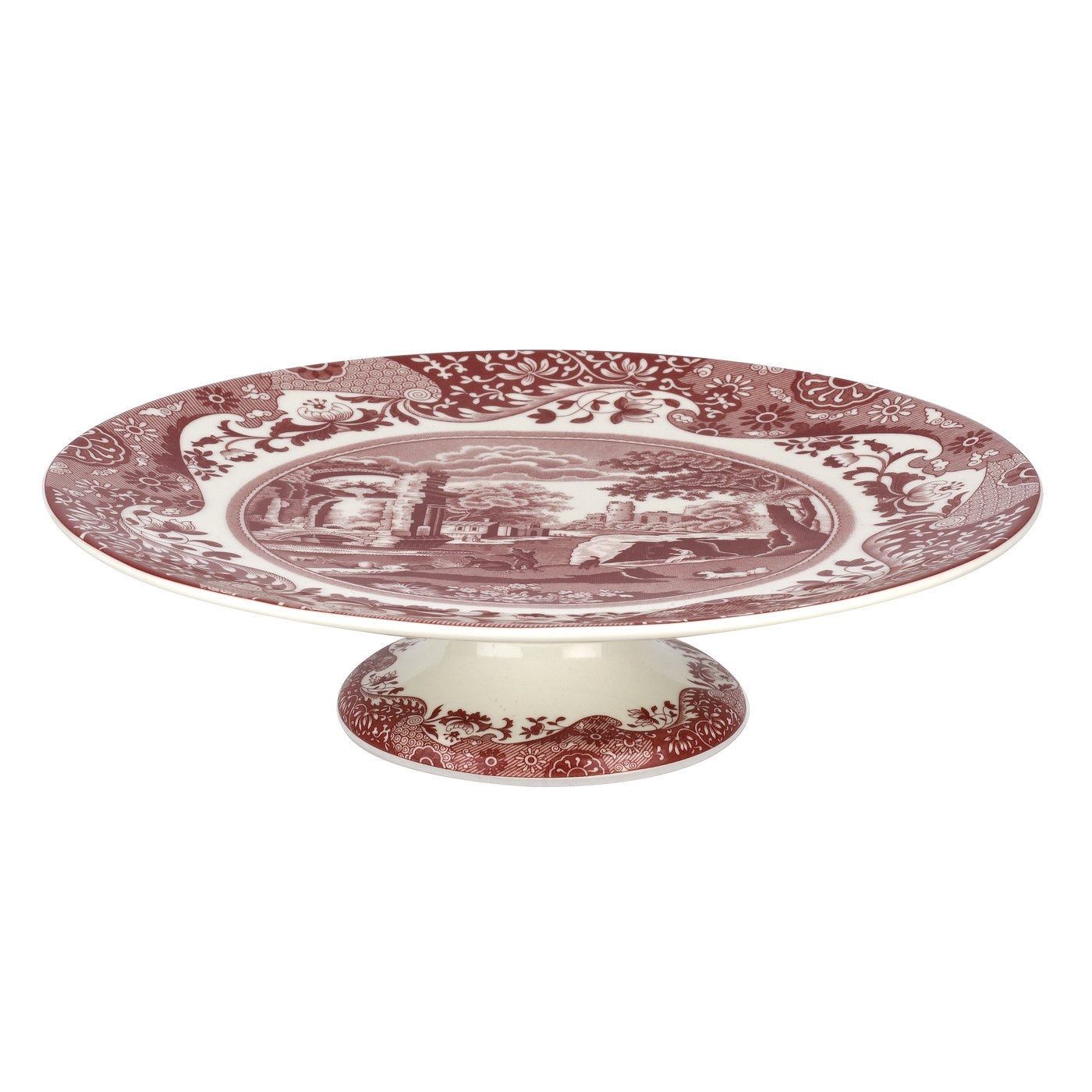 Spode Cranberry Italian Footed Cake Plate
