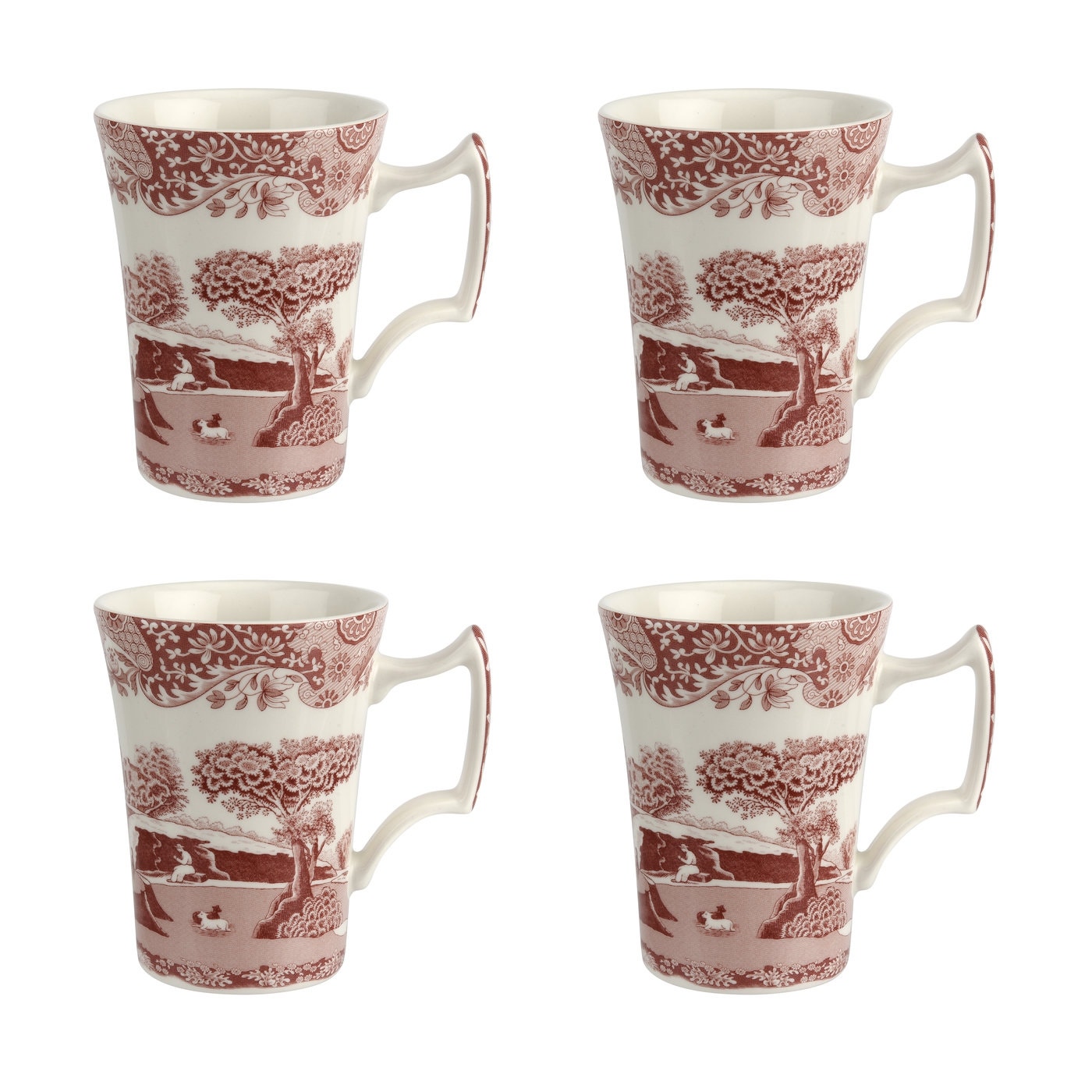 Spode Cranberry Italian 10oz Mug Set of 4