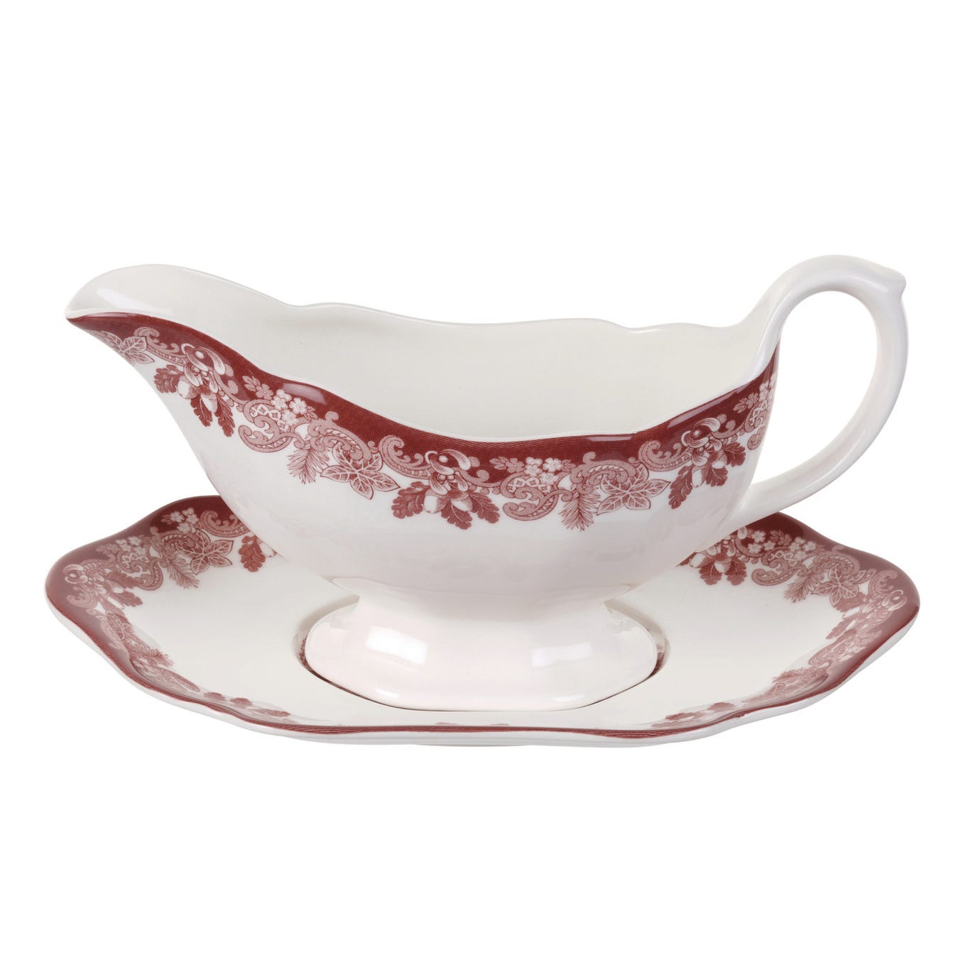 Spode Winter's Scene Sauce Boat and Stand 
