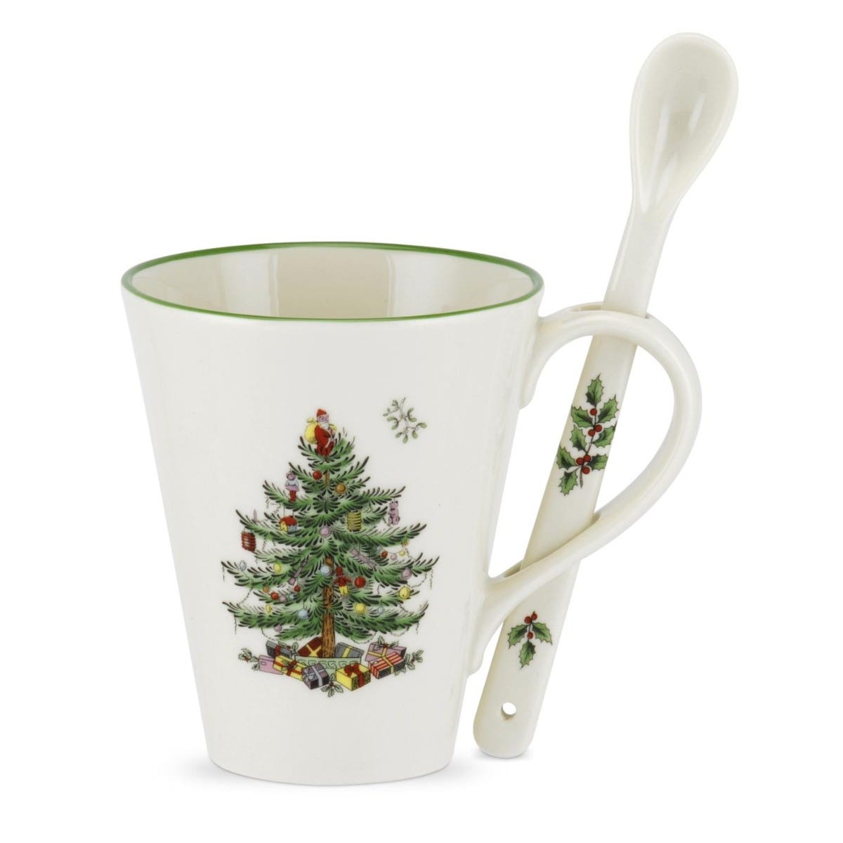 Spode Christmas Tree Mug and Spoon Set